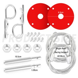 Hood Pins Kit for Car - Stainless Steel Hood Pin Lock Clip with Racing Lanyard for Fixing Car Hood Cover & Reduce Shaking - Universal Car Mods Exterior Accessories Fits Most Car Truck SUV (Red)