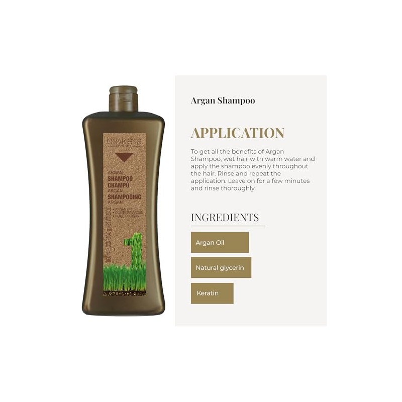 Salerm Biokera Natura Argan Shampoo, 36.0 Ounce/1000 ml