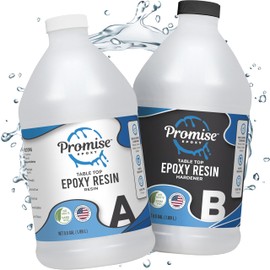 Promise Epoxy Epoxy Resin Kit 1 Gal-Crystal Clear, UV Resistant, Self Leveling, Food Safe for Table Top, Arts & Crafts, Wood Casting, Jewelry Making, Use with Mica Powder, Silicone Molds, Alcohol Ink