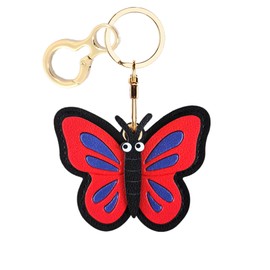 BORKUANA Leather Keychain Holder Case Compatible with AirTag,Cute Protective Air Tag Cover with Keyring,Anti-Scratch Finder GPS Tracker Case for Wallet Keys,bag,pets(Butterfly)