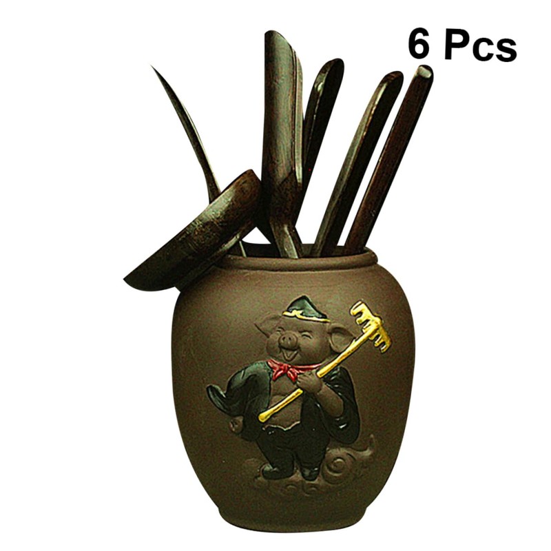 COLLBATH 6pc Ebony Wood Chinese Kung Fu Tea Set Tea