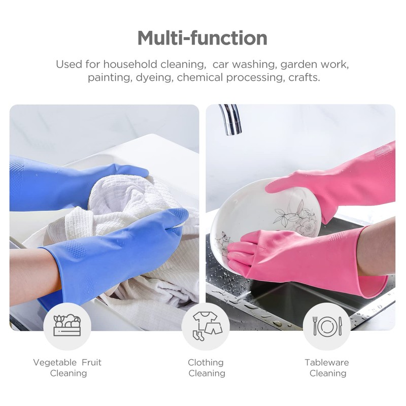IUCGE Rubber gloves dishwashing 2 Pairs for Kitchen,Cleaning gloves for