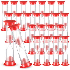 24 Pcs 5 Minute Sand Timer Plastic Hourglass 5 Min Visual Timer Mini Classroom Timer Small Shower Timer for Teacher Classroom School Must Haves Supplies Egg Sand Clock Kids Time Management (Red)