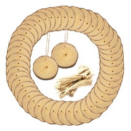 Operitacx Pack of 50 Natural Wood Chip Pendants, Creative DIY Wood Chip Pendants, DIY Wooden Chip Pendants, High-End Wooden Chip Pendants