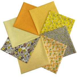Jukway 8Pcs Cotton Fabric Bundles 50x50 cm Squares, Printed Patterns Cotton Fabric Patchwork Craft DIY Sewing Fabric for Quilting, Decoration, Scrapbooking, Handwork, Arts, Hobbys (Yellow)