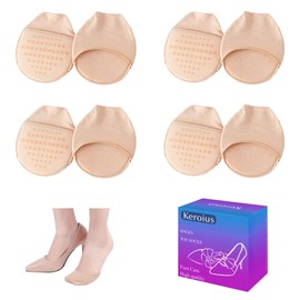 Keroius 4Pairs Women's Toe Topper Liner Socks,Low Cut No Show Toeless Half Socks,Forefoot Cushion Pads for Flat,High Heels