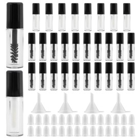 28 Pcs Empty Mascara Tubes with Eyelash Wand, Rubber Inserts and Funnels Empty Small Sample Size Mascara Container for Castor Oil Eyelash Growth Oil(As Shown)
