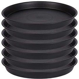 Bleuhome 6 Pack of 4 inch Plant Saucer, Heavy Duty Plastic Plant Drip Trays 4" Round, Plant Dishes Saucer, Flower Plant Trays for Indoors, Plate for Planter 2"/3"/4" (Black)