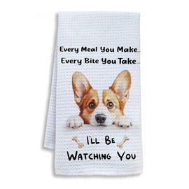 Shrago Funny Welsh Corgi Kitchen Towels, Gifts for Corgi Lovers Dish Tea Towels for Kitchen, Dog Lover Mom Gifts Decorative Hand Towels, 16x24 Inch