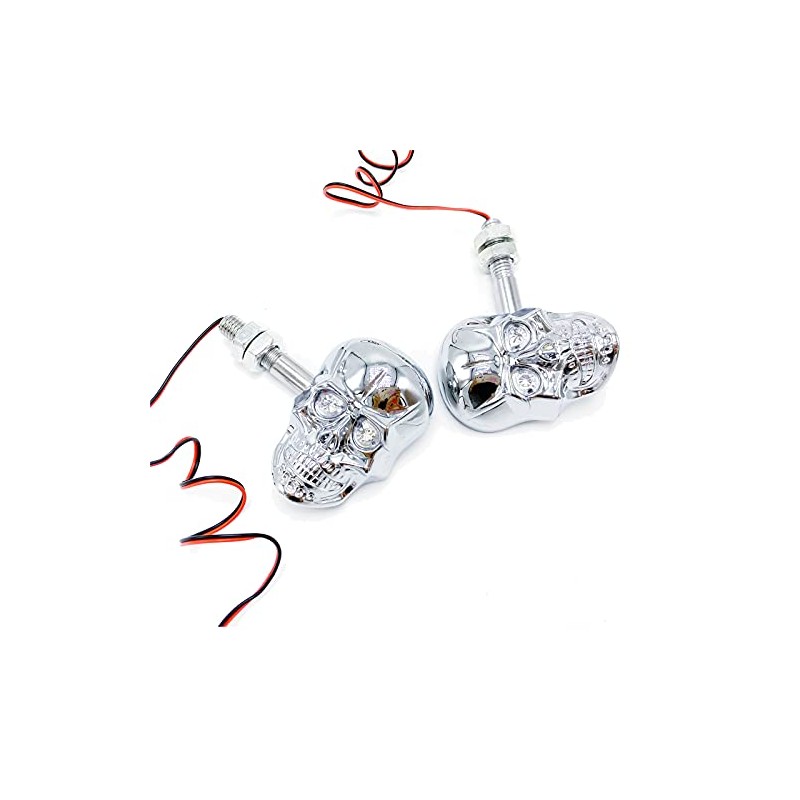 PerfecTech Motorcycle 10mm Screw Skull Head LED Amber Turn Signal