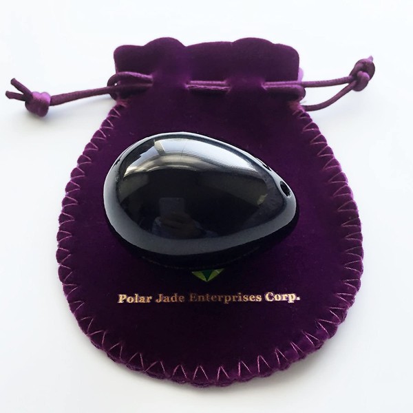 Large Size Yoni Egg, Pre-Drilled, Made of Obsidian Gemstone, Entry Level Affordable, Manually Polished, with Certficate and Instructions, For Strengthening Love Muscles to Battle Urinary Incontinence, by Polar Jade