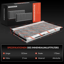 Frankberg 2x Cabin Air Filter Pollen Filter with Activated Carbon Compatible with 5 Series E60 520-550 5 Series Touring E61 520-550 6 Series E63 630-650 6 Series E64 630-650 Replace# 64316935823