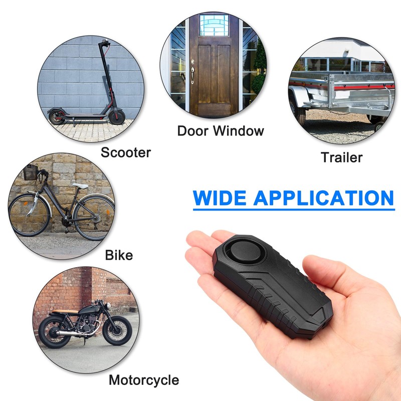 ZEXMTE Bike Alarm Wireless Vibration Motion Sensor 113dB Waterproof Motorcycle