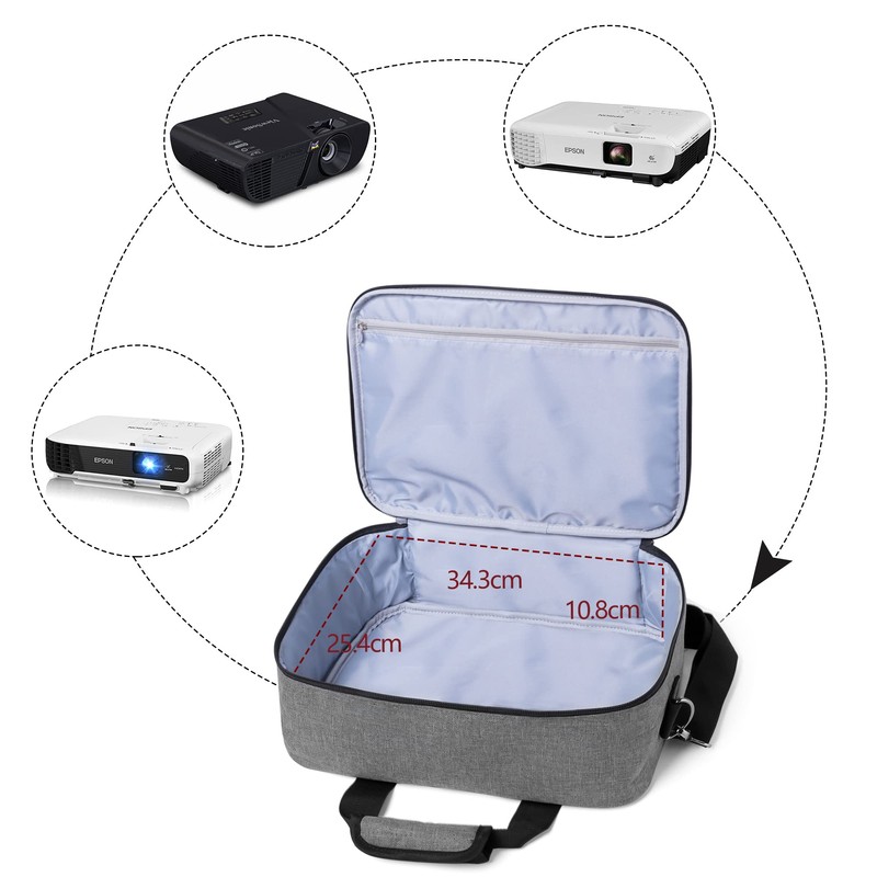 LUXJA Projector Case, Projector Bag with Accessories Storage Pockets (Compatible