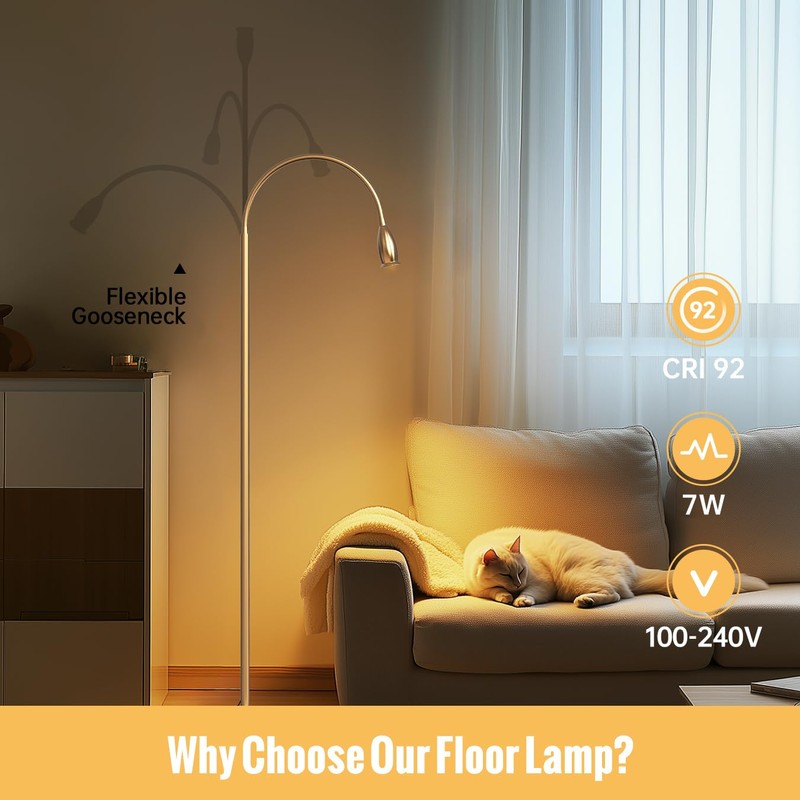 SpeePlant Reading Floor Lamp, 73" Standing Lamp with Dimmable Zoomable