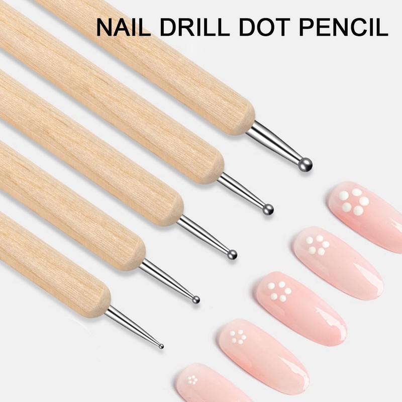 Yoezuo 5Pcs Dotting Tools Nail Dotting Dual-ended Dotting Painting Pen