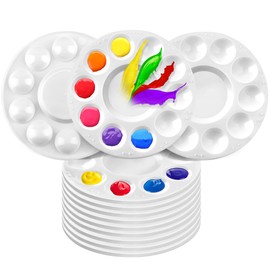 LotFancy Paint Tray Palettes, 32 Pack Plastic Paint Pallets, Painting Tray Palette for Kids & Adults, Round Paint Holder Tray, DIY Craft, Art Painting, Classes, Play Party, Kindergarten or School