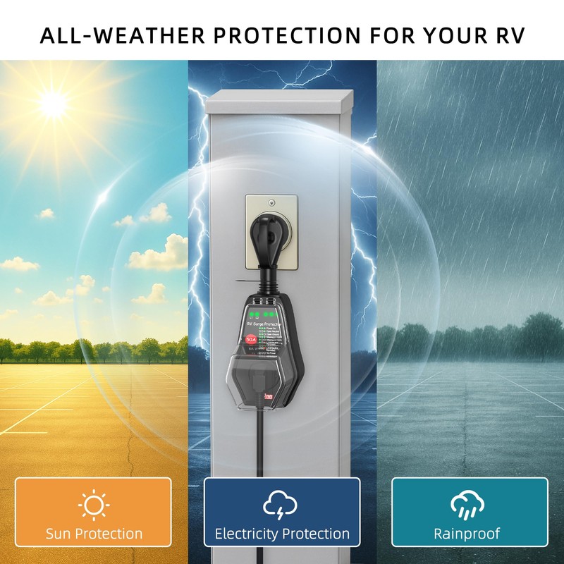 VIPTOO RV Surge Protector 50 Amp with Replaceable Module, 12000
