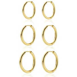 ABILITH 3 Pairs Small Huggie Hoop Gold Earring for Women Hypoallergenic 925 Sterling Silver Earrings Thin Tiny 18K Cartilage Piercings Earrings for 13mm/18mm/22mm