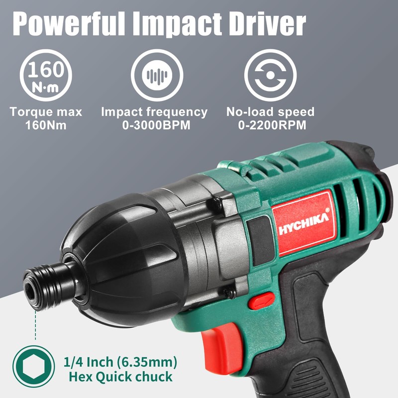 Cordless Drill Driver and Impact Driver 20V, HYCHIKA Drill Combo