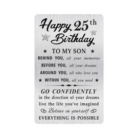 MOQIYXL 25th Birthday Card for Son, 25 Year Old Gifts for Son Engraved Wallet Card