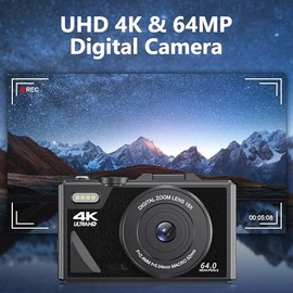 Bewinner Retro 64MP Digital Camera, Vintage 4K UHD Vlogging Camera with 18X Zoom, Autofocus, 3 Inch Flip Screen for Travel Photography Vlogging (White)