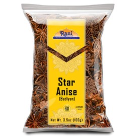 Rani Star Anise Seeds, Whole Pods (Badian Khatai) Spice 3.5oz (100g) ~ All Natural | Gluten Friendly | NON-GMO | Kosher | Vegan | Whole Chinese Anise Star Pods Sun Dried Spice, Anis Estrella / Illicium Verum, Widely Used for Baking, Drinks, Cooking, and Tea