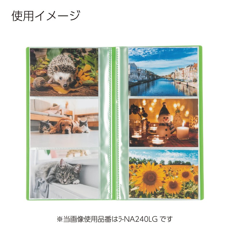 コクヨ ファイル フォトアルバム ノビータ A4スリム 240枚収容 ライトグリーン ラ-NA240LG
