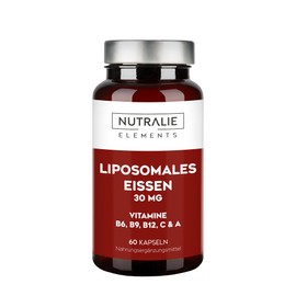 Iron Tablets 30 mg with Vitamin C, B12, A and B6 Folic Acid - Liposomal Iron - Iron Preparation - 60 Capsules Liposomal Iron Nutralie