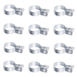 KINNAN 12 Pack 1-7/8'' Galvanized Steel Chain Link Tension Bands with Required Bolts and Nuts, Chain Link Fence Brace Band for Fence, Gate, Posts, Rust-Resistant, Easy to use