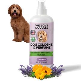 We Love Doodles Dog Cologne & Perfume, Deodorizing, Safe Ingredients, Made In USA, Long Lasting After Bath, Deodorant For Smelly Dogs, Pawfume For Pets, Odor Eliminator Spray, Lavender, 8 OZ