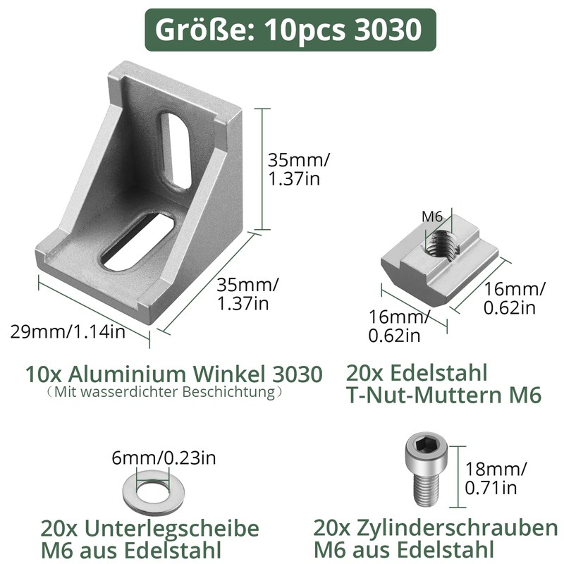 EYPINS Mounting Material Angle Aluminium Profile 30 x 30 Groove