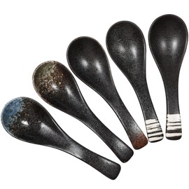 UPKOCH 5pcs Retro Ceramic Soup Spoon Set