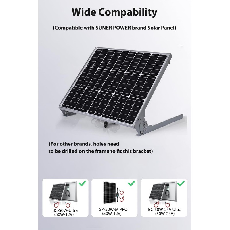 SUNER POWE Adjustable Solar Panel Mount Racks - Folding Mounting