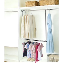 HDbonemu Closet Hanging Rod, Adjustable Width and Height Space-Saving Clothes Hanging Bar, 2 Pack Chrome