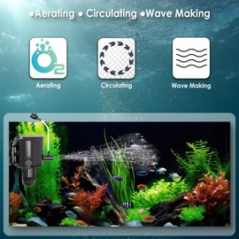 AquaMiracle Aquarium Powerhead Pump with Double Water Outlet & Aeration, 210GPH Fish Tank Water Pump Wave Maker for Aquarium, Submersible Aquarium Circulation Pump for 40-60 Gallon Tanks