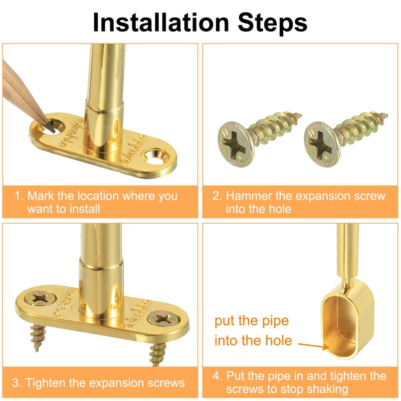 sourcing map 2 Pcs Oval Closet Shelf Bracket Rail, Wardrobe