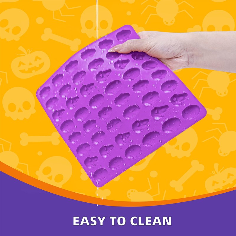 Halloween Chocolate Molds, KKDINDAN 3D Skull Silicone Gummy Molds, 96