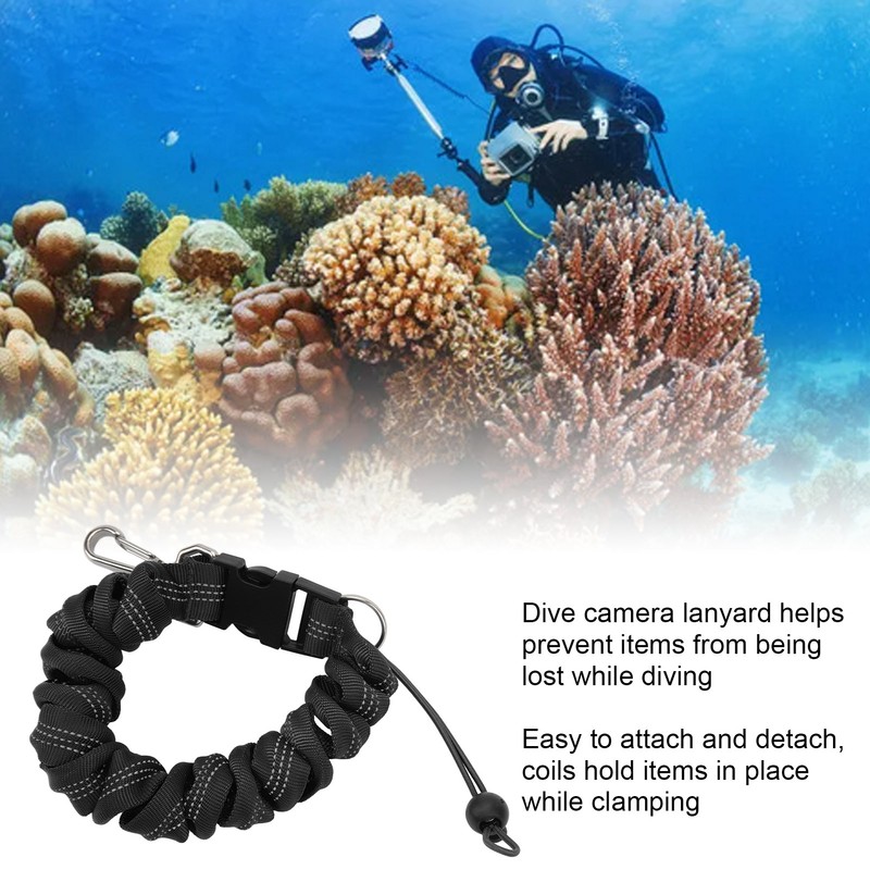 Diving Camera Lanyard Stainless Steel Spring Coiled Lanyard Diving Coil