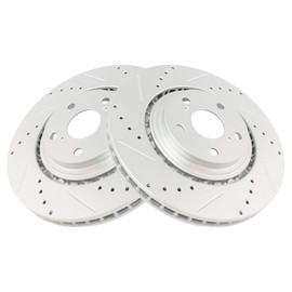 TRQ Front Brake Rotor Set G Coated Vented Drilled Slotted Compatible with 2015-2017 Lexus NX200t 2018-2021 NX300 2015-2021 NX300h 2010-2015 RX350 RX450h 2008-2019 Toyota Highlander 2011-2020 Sienna