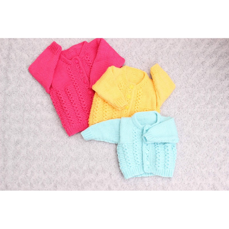 Knitting Pattern for Babies Round Neck Cardigan New-Born - (16")