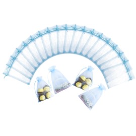 Wudygirl 4x6 Organza Bags with Drawstring 100pcs Party Favor Pack for Baby Showers Weddings Candy Jewelry Gifts (Light Blue)