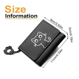 EOYVAIL Women's Wallets, Small Wallet for Women, Cute Wallet with Black Cat, Suitable for Storing Credit Cards, Photos, ID Cards (Black)