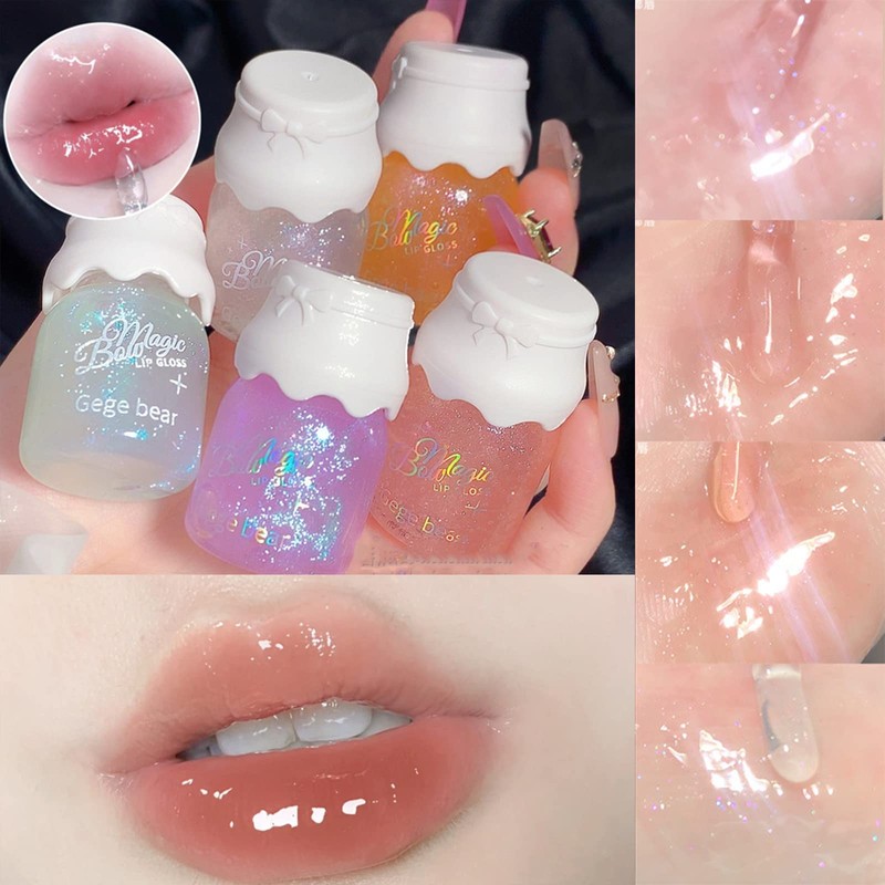 5 Colours Shimmer Lip Gloss Set Mrettick Hydrating Lip Glow