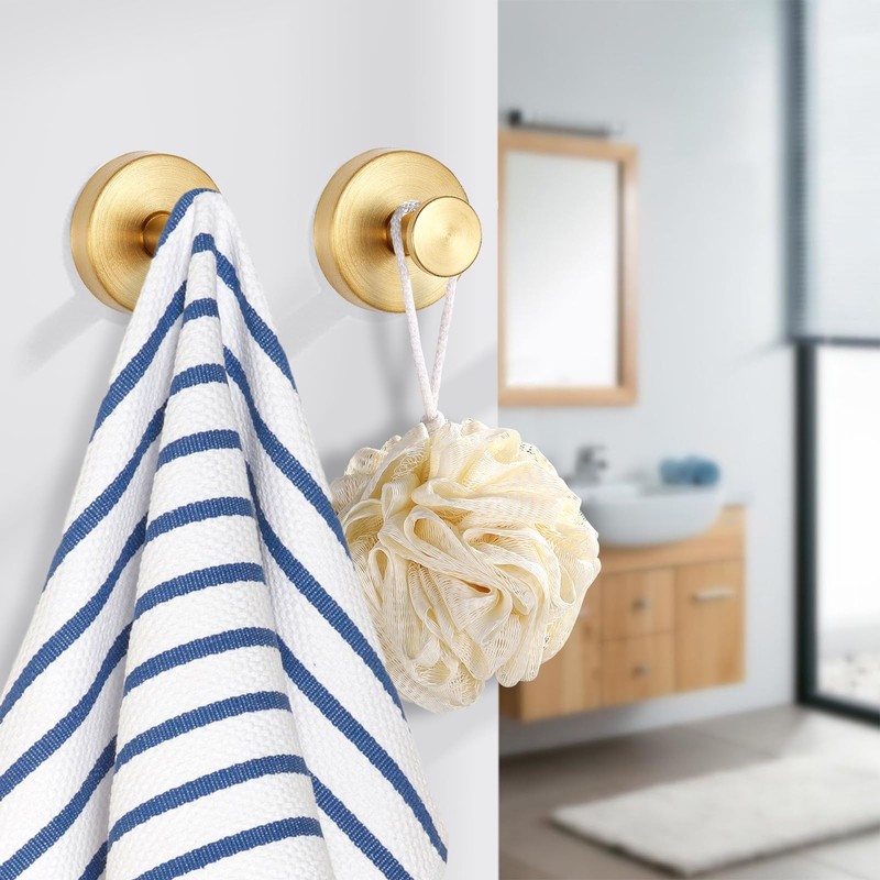 Gestarich 2 Pack Suction Hooks, No Drill Stainless Steel Towel