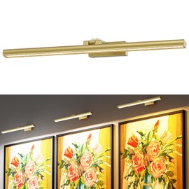 Wireless Picture Lights for Wall, Battery Operated Wall Light for Painting Rechargeable 3CCT Rotatable Art Gallery Light with Remote Dimmable Timer for Artwork Frame Display Dartboard (Gold, 16inch)