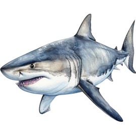 x4 Shark Stickers for Wall Decor, Covering Marks, Mugs & Cups, Car Bumpers, Shower & Tile, Toilets, Laptop & More Sea Animal Vinyl Decals, Hardwearing Waterproof (Great White)
