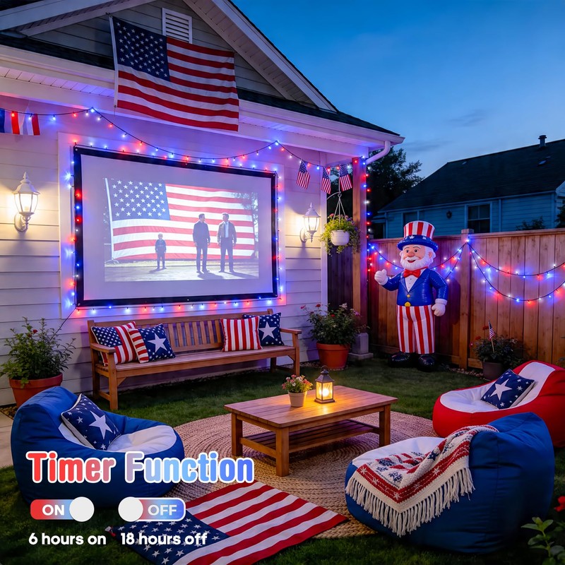 4 Pack Red White and Blue Lights, 50 LEDs 16.5ft