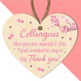 Heart-Shaped Colleagues Appreciation Plaque – "Colleagues Like You Are Special & Few" Thank You Gift with Cherry Blossom Design – Perfect for Work Friendships and Team Recognition