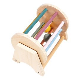 Perfeclan Wooden Rolling Drum Toy, Hand Eye Coordination Wooden Rattle Rolling Toy, Montessori Rolling Drum for Baby